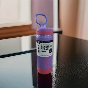 Takeya 18oz Leakproof Straw Water Bottle Glow in Dark Purple Pink Insulated